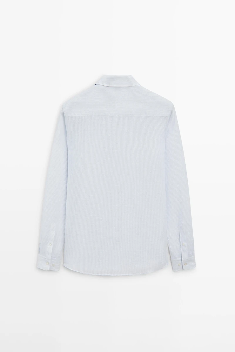 Striped slim fit linen shirt