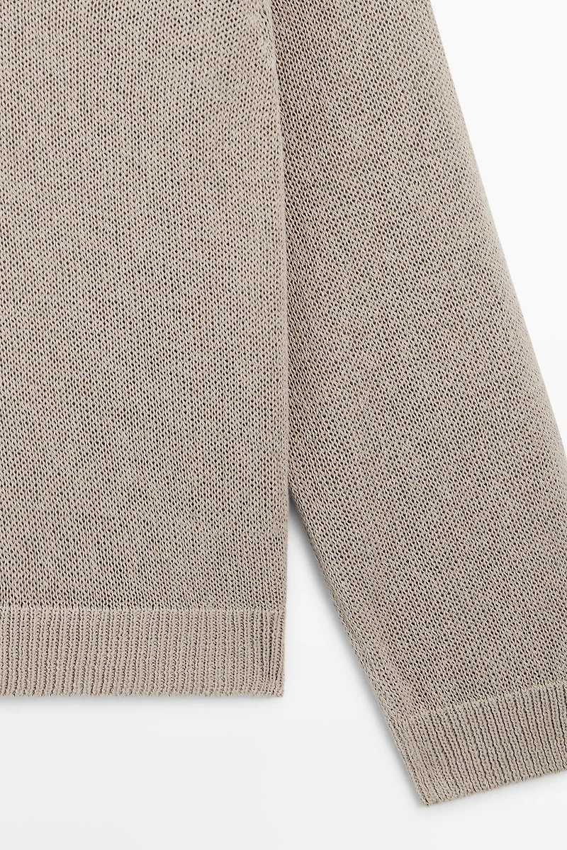 Cotton blend V-neck knit sweater