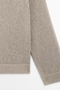 Cotton blend V-neck knit sweater