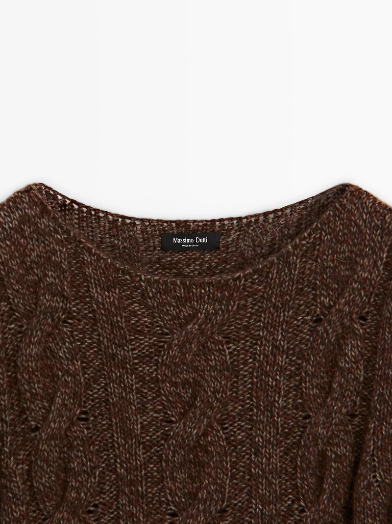 Cable-knit sweater with boat neck