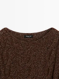 Cable-knit sweater with boat neck