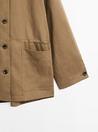 Cotton blend fitted-waist trench coat