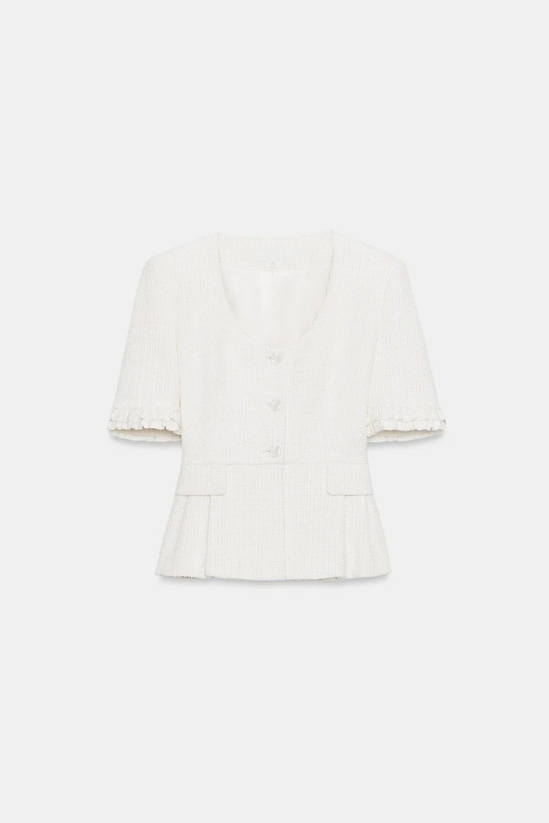 VESTE PEPLUM À VOLANTS ET MANCHES COURTES