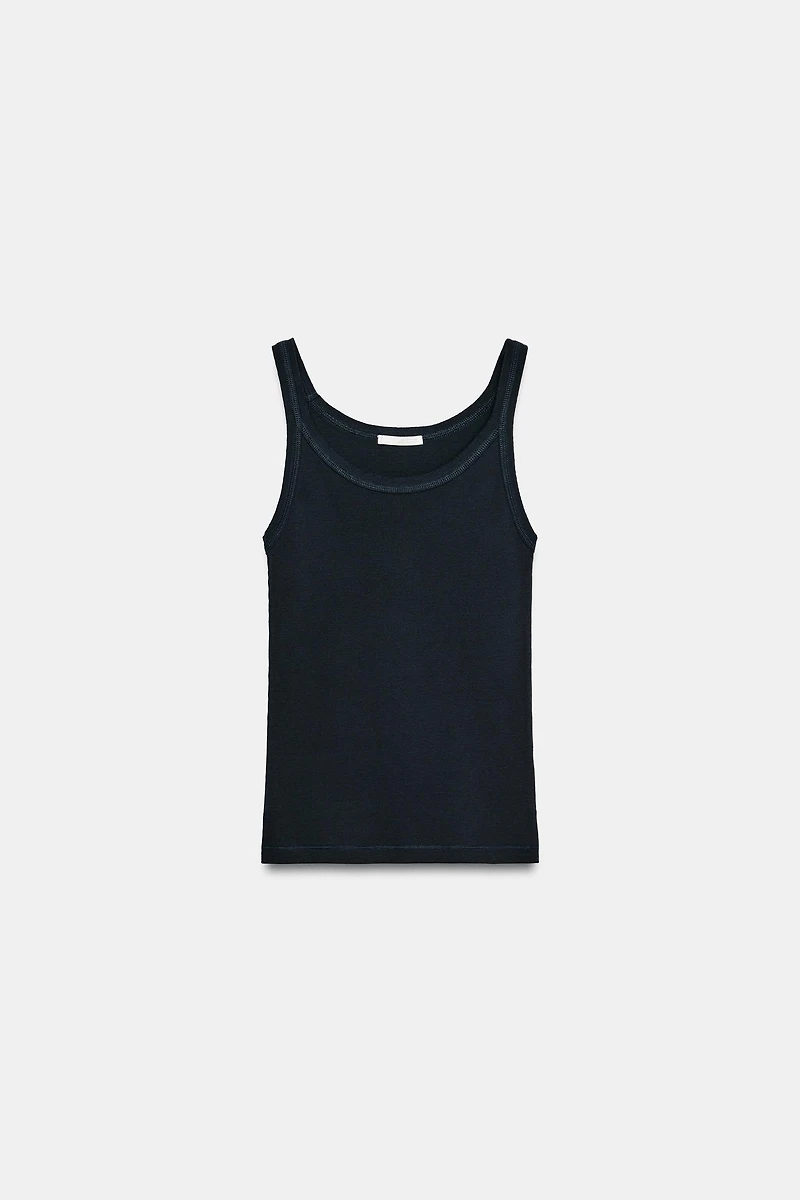 COTTON RIBBED STRAP TOP