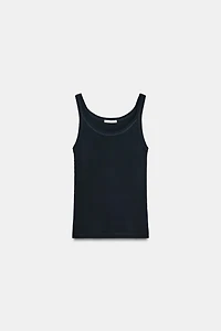 COTTON RIBBED STRAP TOP