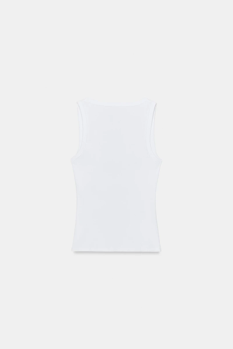 RIB KNIT TEXT TOP