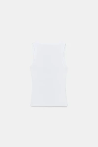 RIB KNIT TEXT TOP