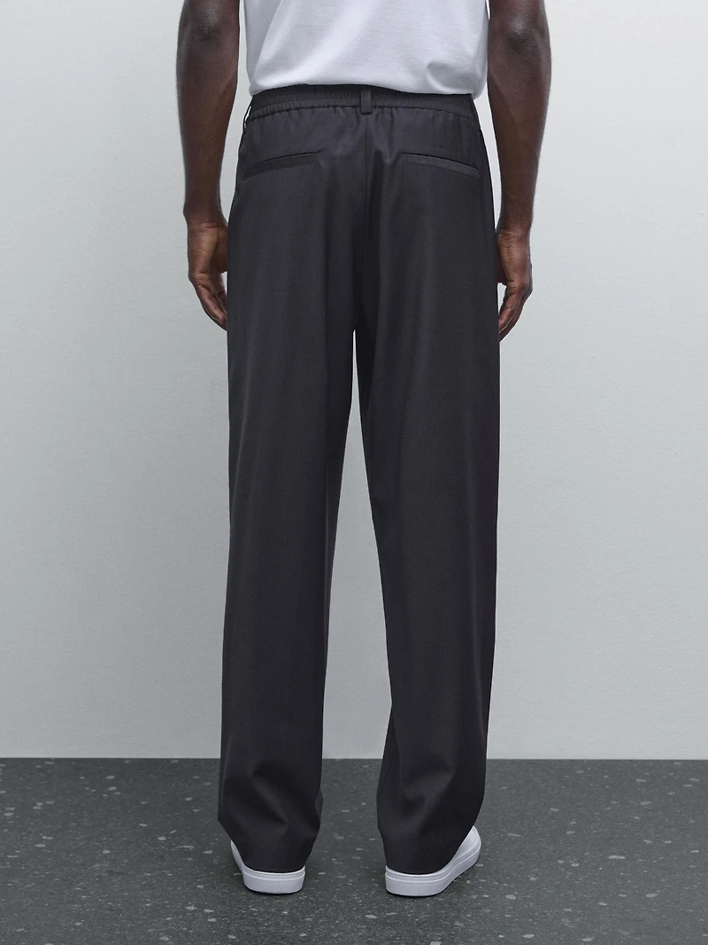 Wool blend jogger fit trousers