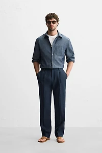 100% LINEN PLEATED PANTS