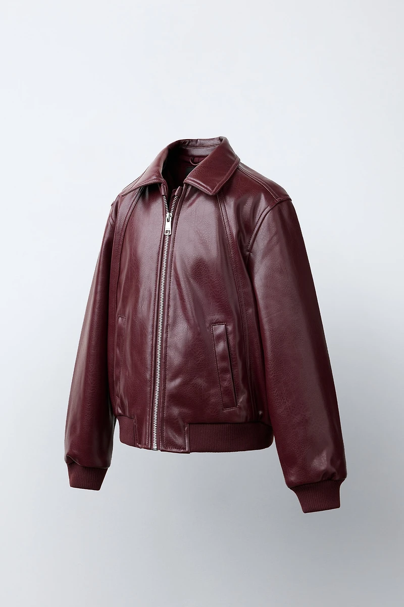 FAUX LEATHER BOMBER JACKET