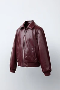 FAUX LEATHER BOMBER JACKET