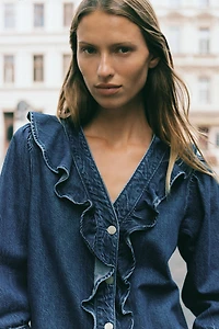 CHEMISE Z1975 EN JEAN À VOLANTS