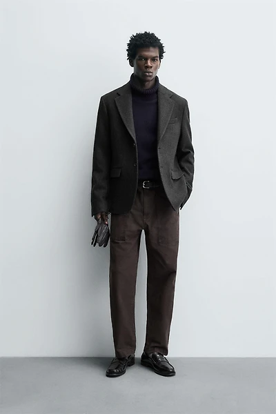 HERRINGBONE TEXTURED BLAZER