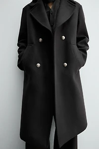 DOUBLE-BREASTED WOOL BLEND COAT