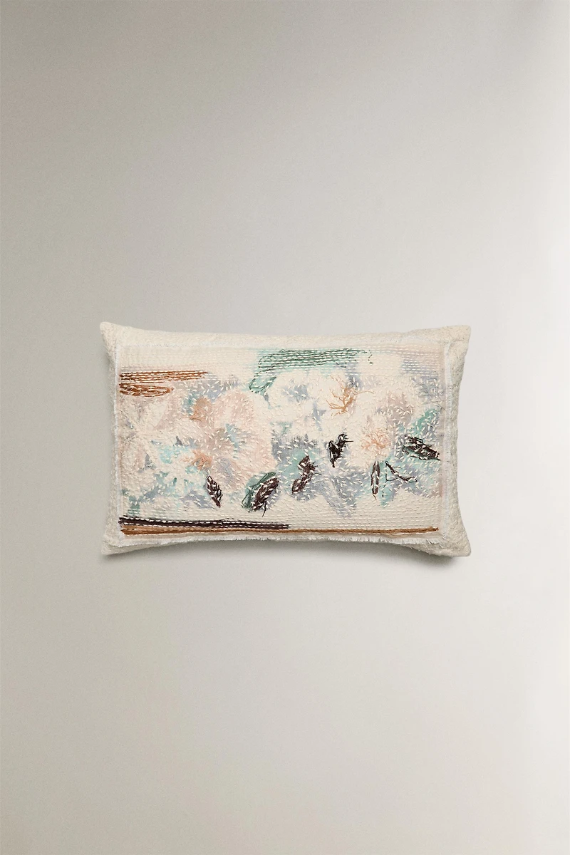 FLORAL PRINT THROW PILLOW COVER