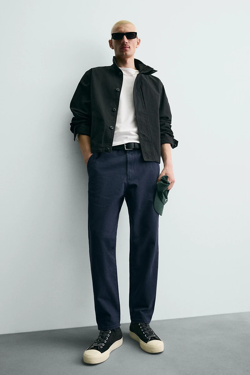 WASHED TAPERED FIT PANTS