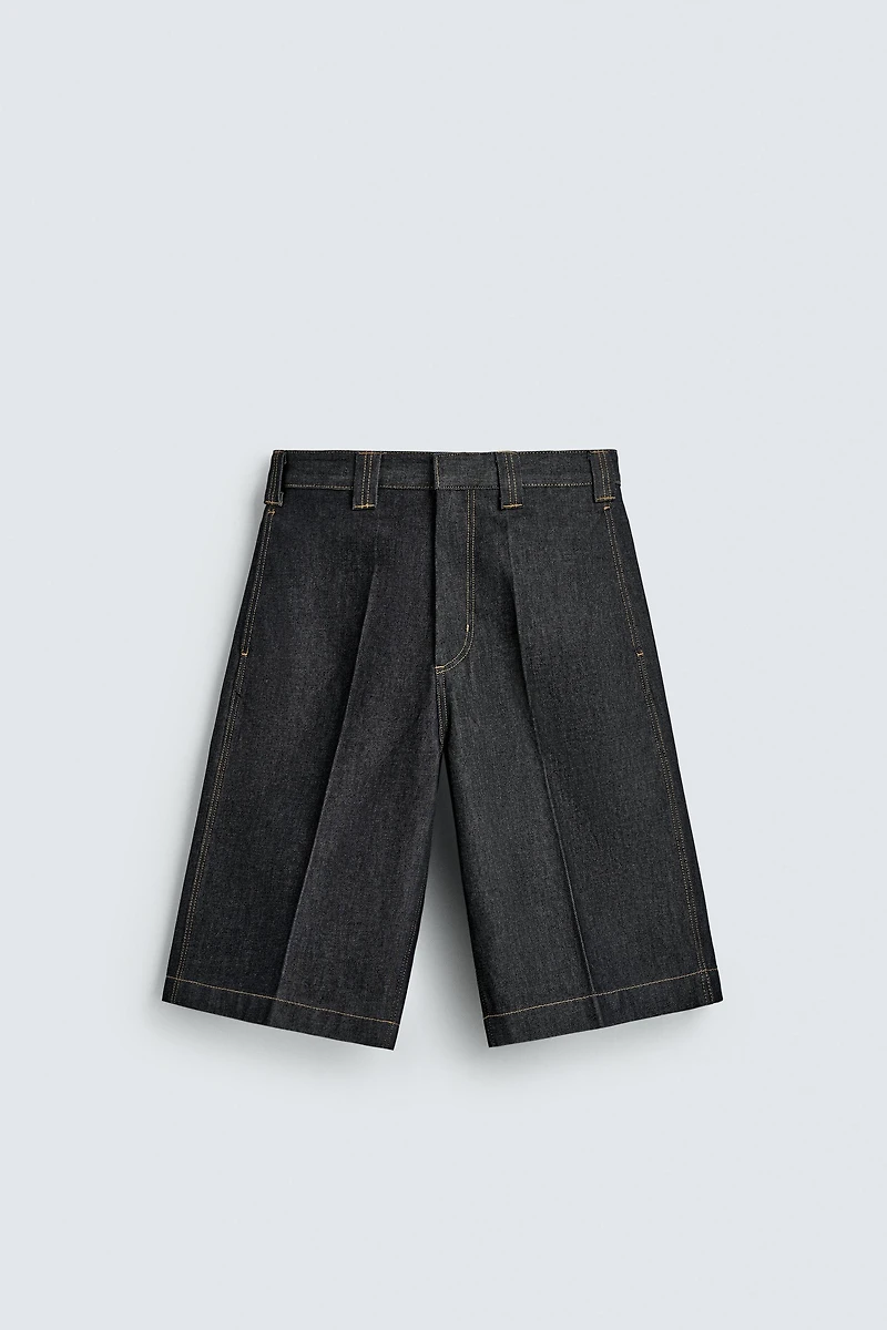 RELAXED FIT DENIM JORTS