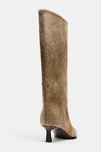 LEATHER KITTEN HEEL BOOTS