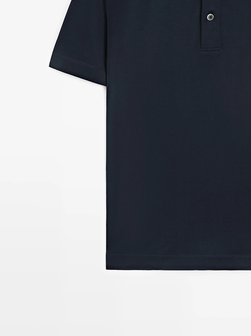 Cotton blend short sleeve polo shirt