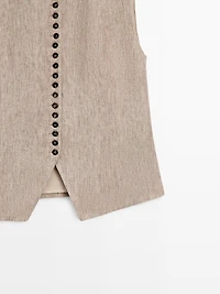 Linen melange waistcoat with buttons