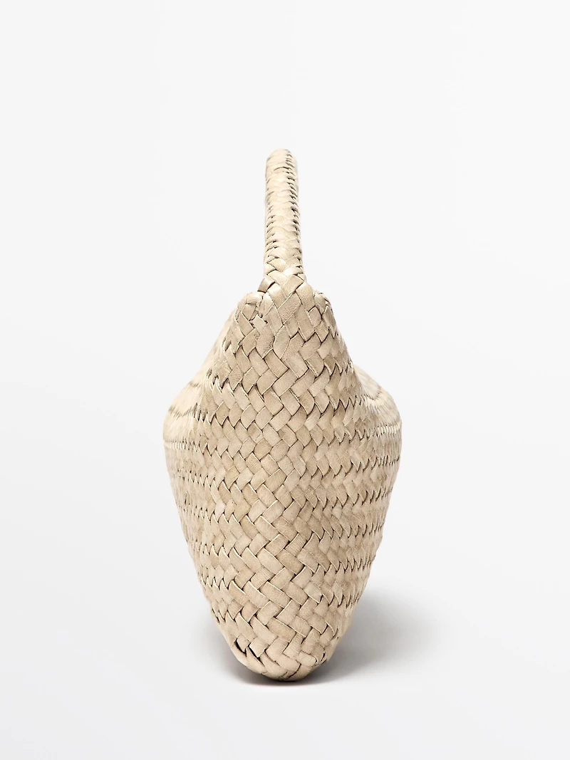 Nappa leather woven croissant bag