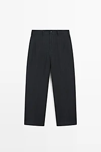 Linen trousers with striped detail
