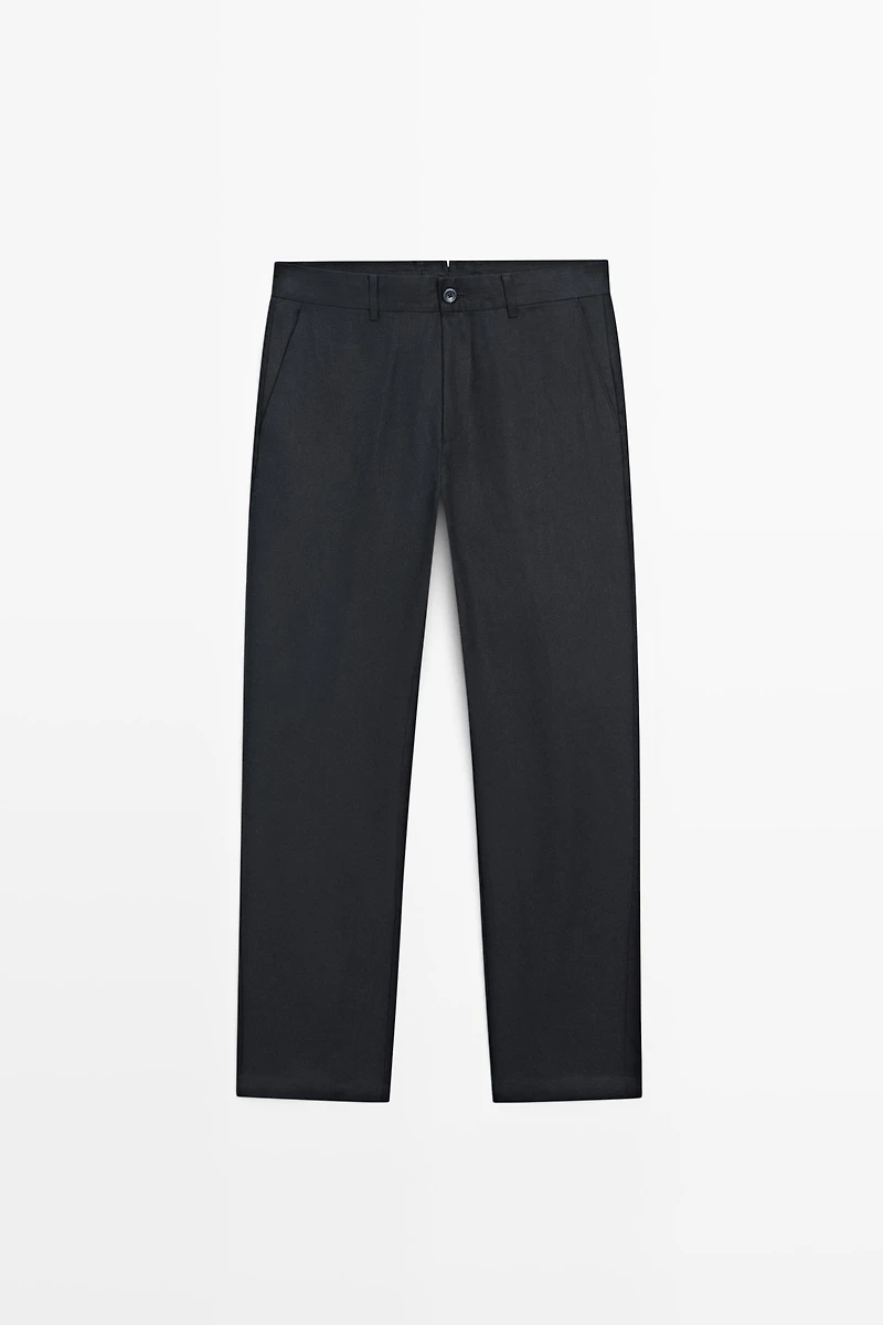 Pantalon tapered 100 % lin