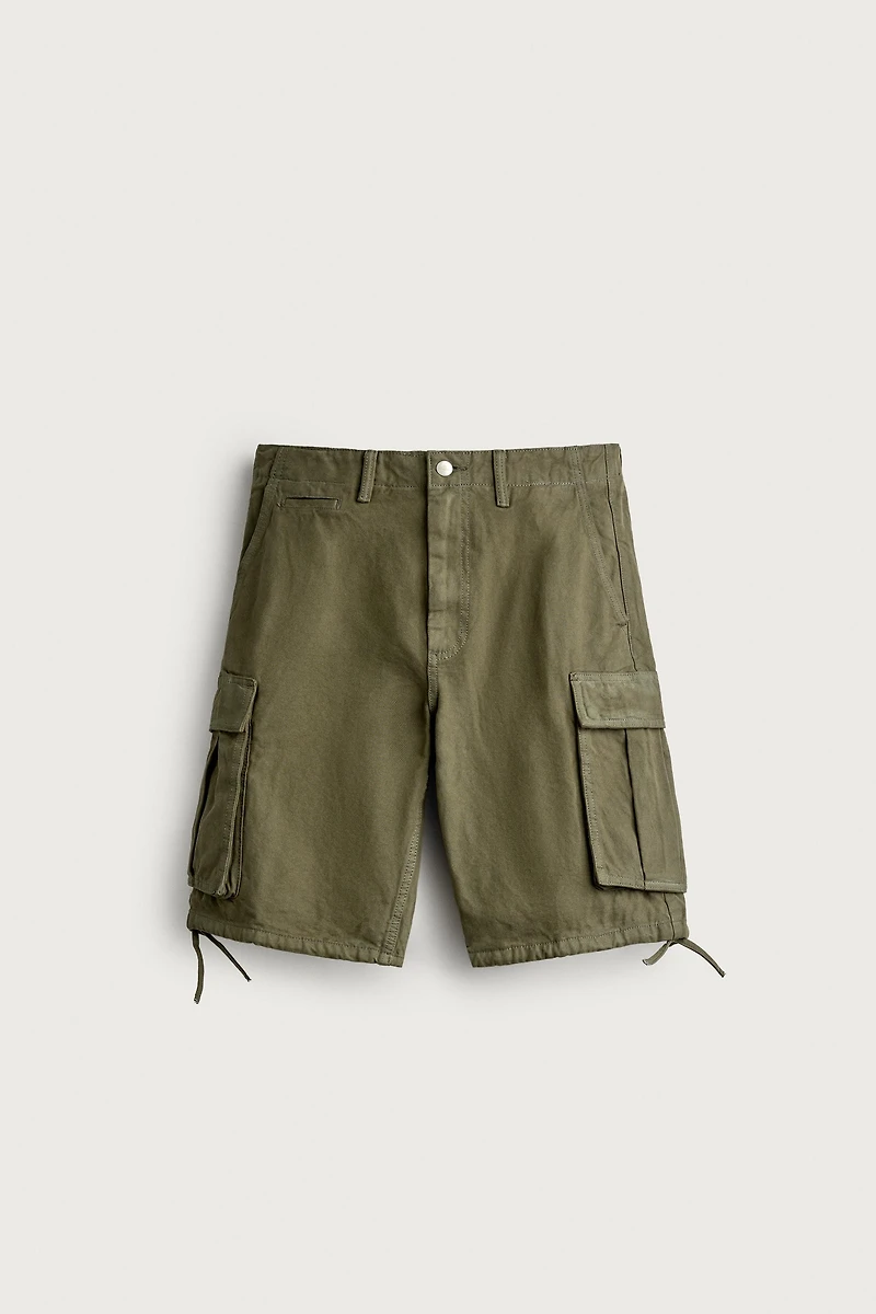 RELAXED FIT CARGO BERMUDA SHORTS