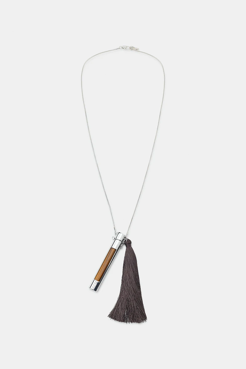 COLLIER MÉTALLIQUE TUBE FRANGES