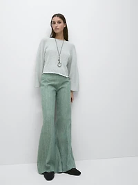 Striped flowing trousers with corset belt detail