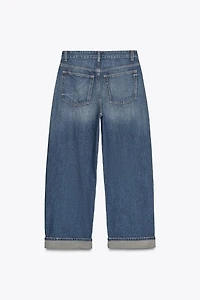 TRF MID-RISE BAGGY FOLDED JEANS