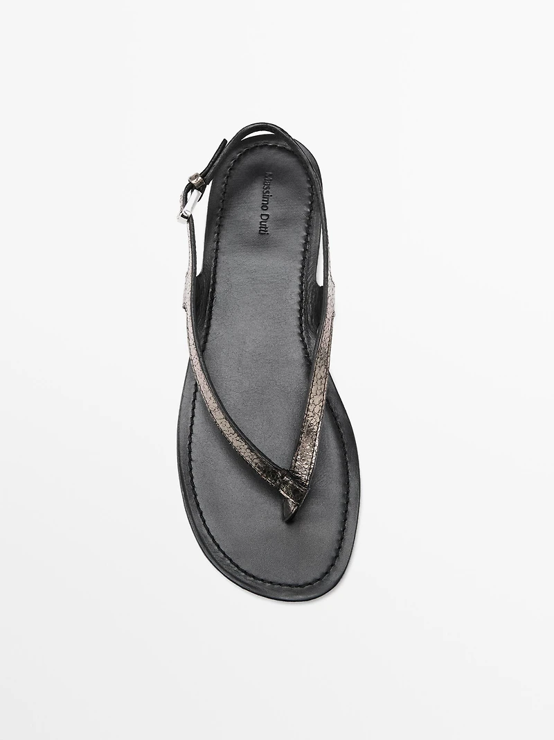 Metallic flat sandals