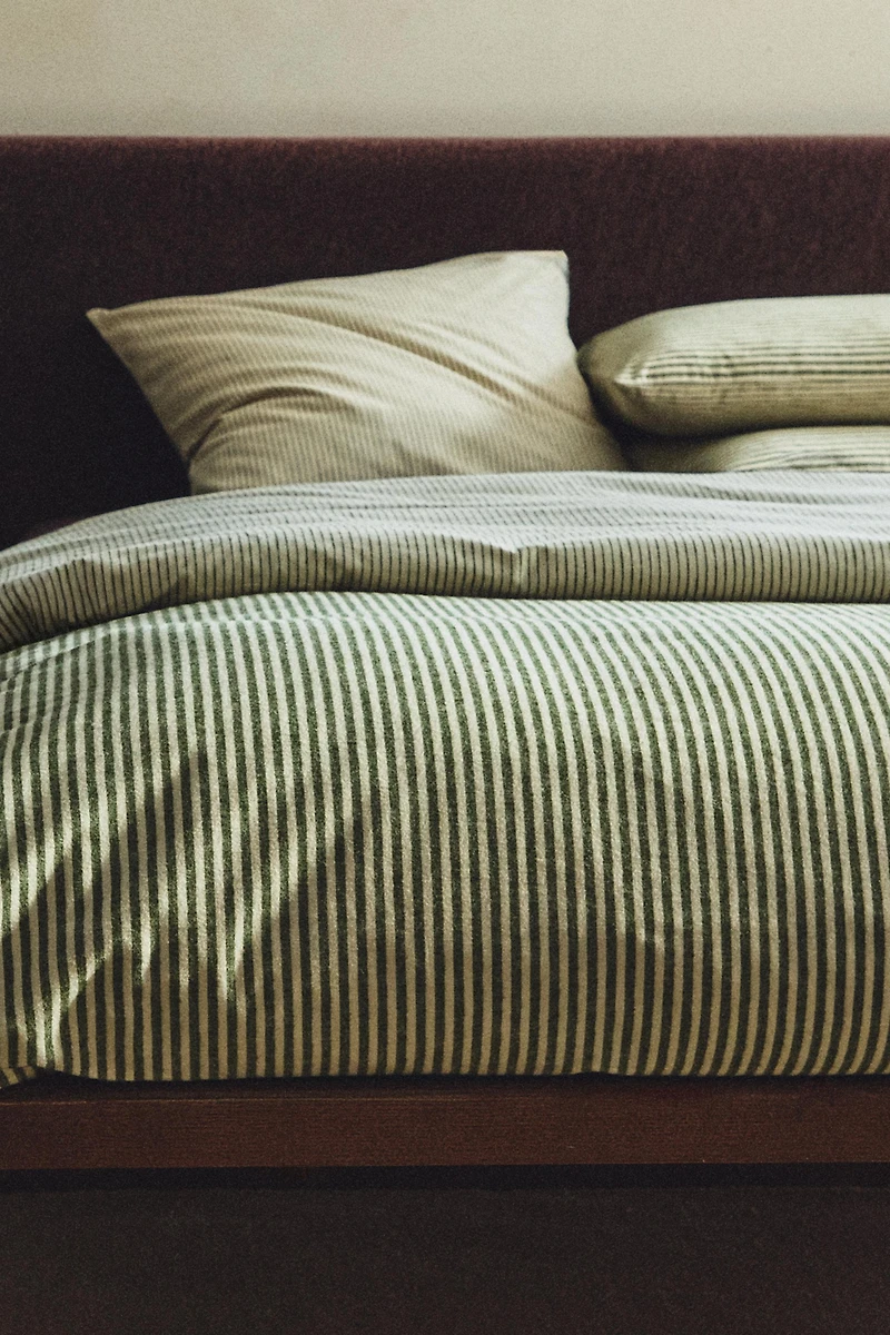 REVERSIBLE STRIPED FLANNEL DUVET COVER