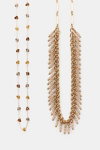 PACK OF 2 BEADED CHAIN NECKLACES