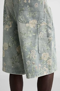 FLORAL PRINT CARPENTER POCKET BERMUDA SHORTS