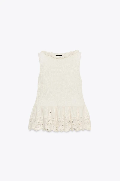 TOP ROMANTIQUE EN MAILLE BIMATIÈRE