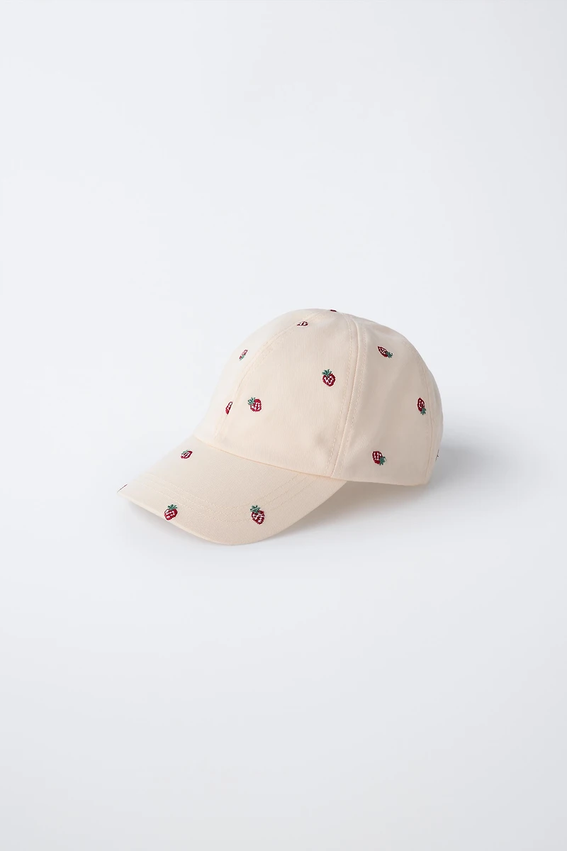 EMBROIDERED STRAWBERRY CAP