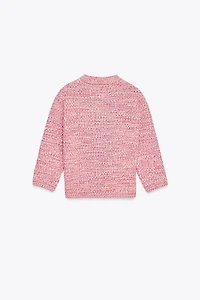 KNIT CARDIGAN WITH ELBOW-LENGTH SLEEVES