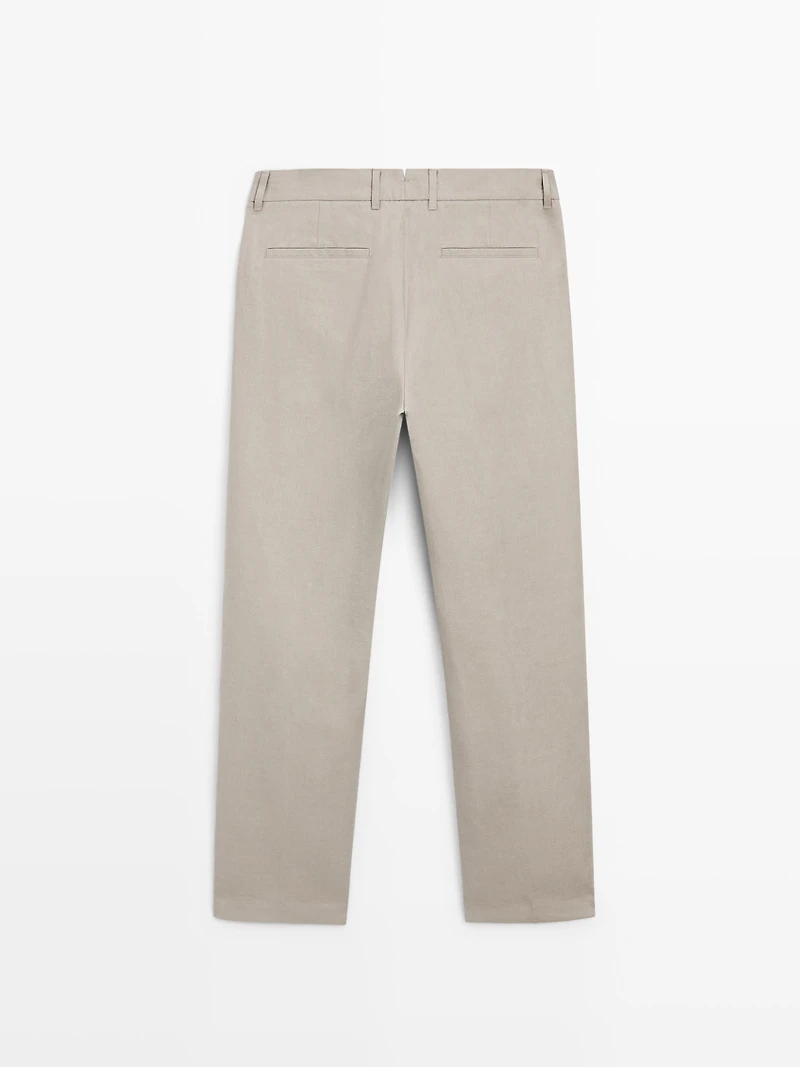100% linen tapered fit trousers