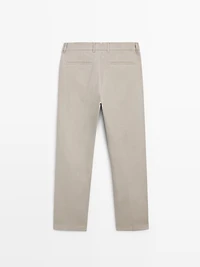 100% linen tapered fit trousers