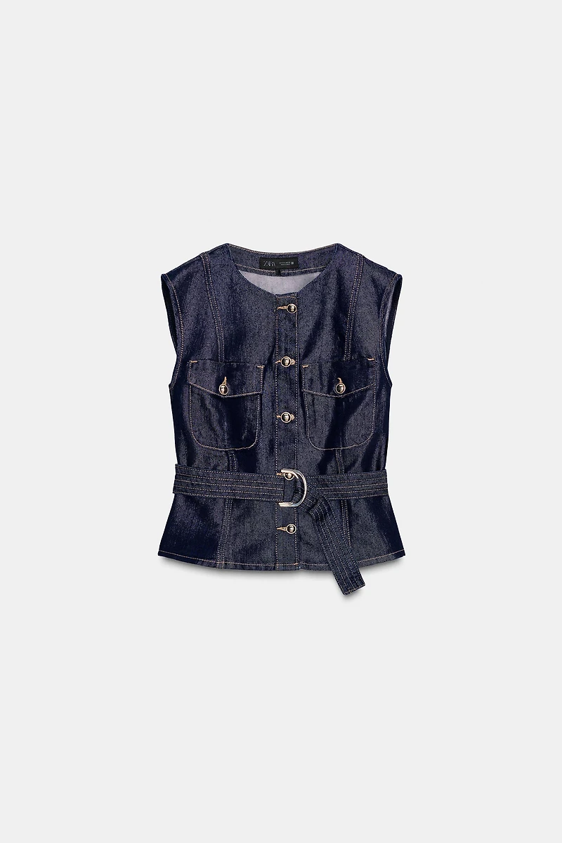 Z1975 DENIM BELTED VEST