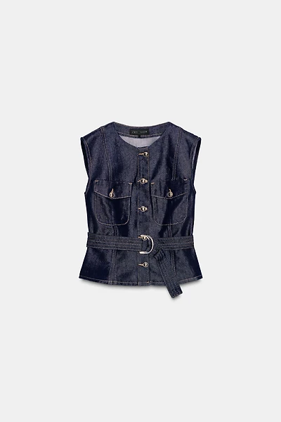 Z1975 DENIM BELTED VEST