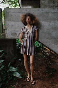 STRIPED POLO NECK DRESS