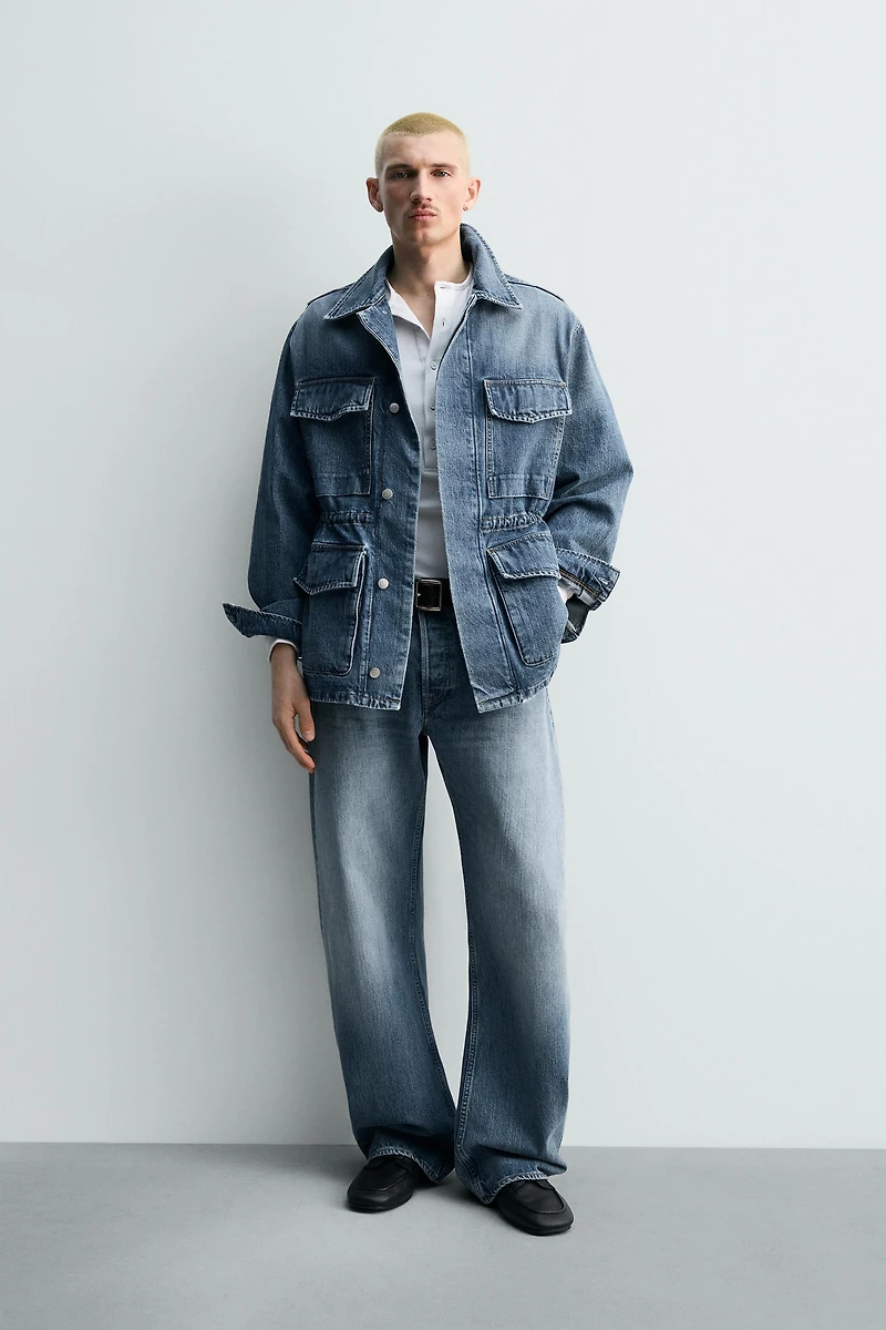 DENIM UTILITY POCKET PARKA
