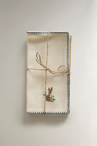PACK SERVIETTES BRODERIE PÂQUES (LOT DE 4)