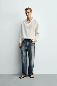 FLOWY V-NECK SHIRT