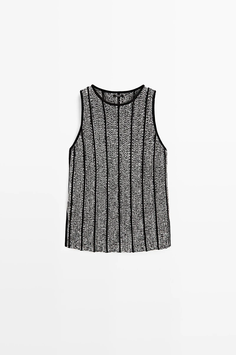 Cotton-blend flecked knit top