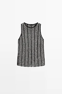 Cotton-blend flecked knit top