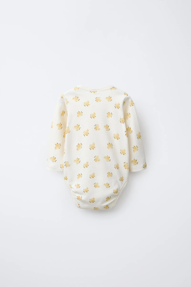 THREE-PACK OF KIMONO NECK BODYSUITS WITH BIRDS