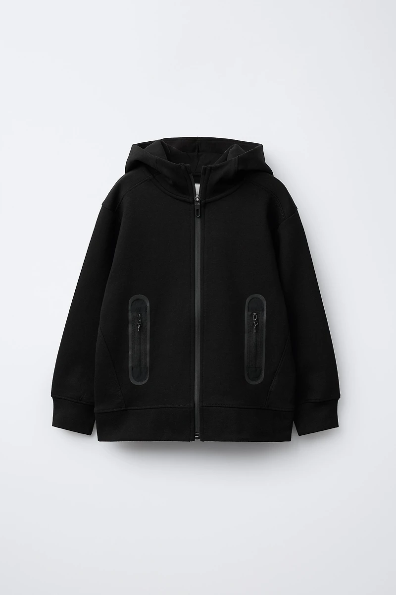 SPORTY INTERLOCK ZIPPER SWEATSHIRT